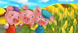 「讀童話」《三隻小豬》：他們分別用稻草、木頭、磚。狼來了……